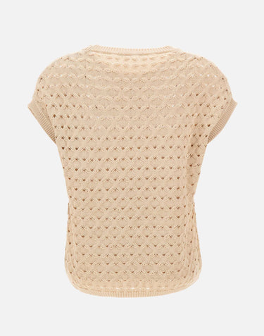KANGRA Maglia girocollo smanicata BEIGE Donna 