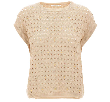 KANGRA Maglia girocollo smanicata BEIGE Donna 