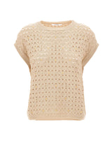 KANGRA Maglia girocollo smanicata BEIGE Donna 