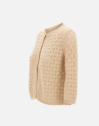 KANGRA Cardigan in cotone BEIGE Donna 