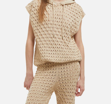 KANGRA Maglia smanicata con cappuccio BEIGE Donna 