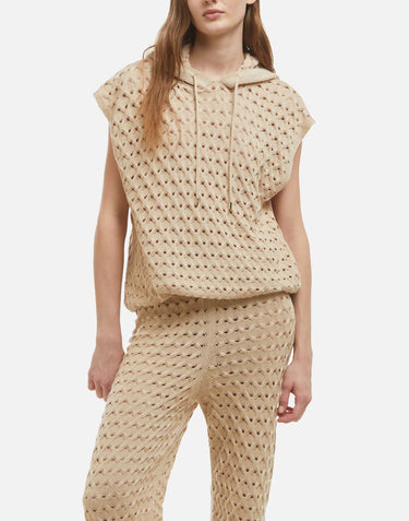 KANGRA Maglia smanicata con cappuccio BEIGE Donna 