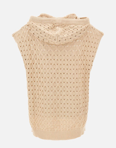 KANGRA Maglia smanicata con cappuccio BEIGE Donna 