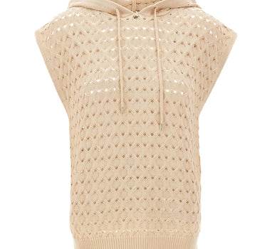 KANGRA Maglia smanicata con cappuccio BEIGE Donna 