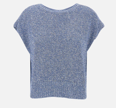 KANGRA Maglia smanicata con paillettes BLUE Donna 
