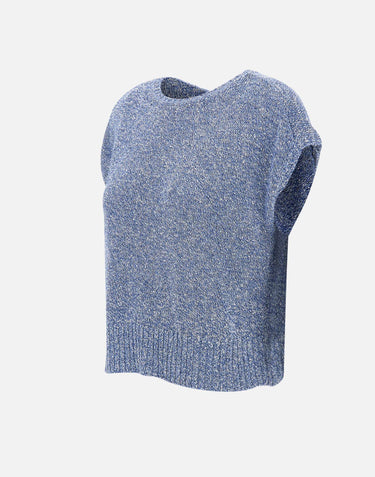 KANGRA Maglia smanicata con paillettes BLUE Donna 