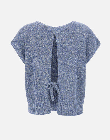 KANGRA Maglia smanicata con paillettes BLUE Donna 