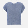 KANGRA Maglia smanicata con paillettes e piume Light Blue Donna 