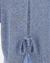 KANGRA Maglia smanicata con paillettes e piume Light Blue Donna 