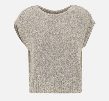 KANGRA Maglia smanicata con paillettes e piume GREY Donna 