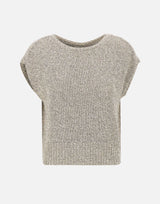 KANGRA Maglia smanicata con paillettes e piume GREY Donna 