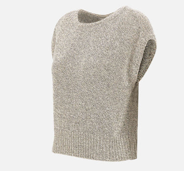 KANGRA Maglia smanicata con paillettes e piume GREY Donna 