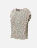 KANGRA Maglia smanicata con paillettes e piume GREY Donna 