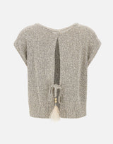 KANGRA Maglia smanicata con paillettes e piume GREY Donna 