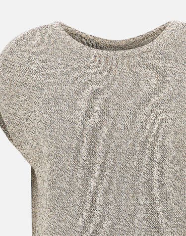 KANGRA Maglia smanicata con paillettes e piume GREY Donna 