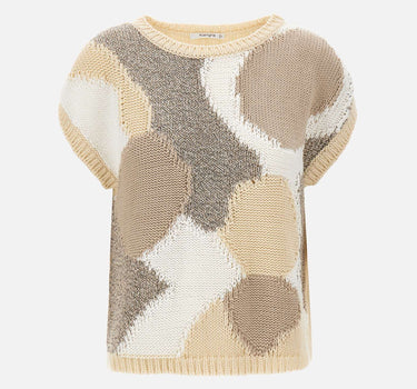 KANGRA Maglia patchwork smanicata BEIGE Donna 