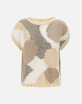 KANGRA Maglia patchwork smanicata BEIGE Donna 