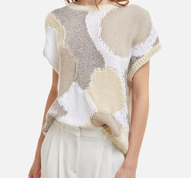 KANGRA Maglia patchwork smanicata BEIGE Donna 