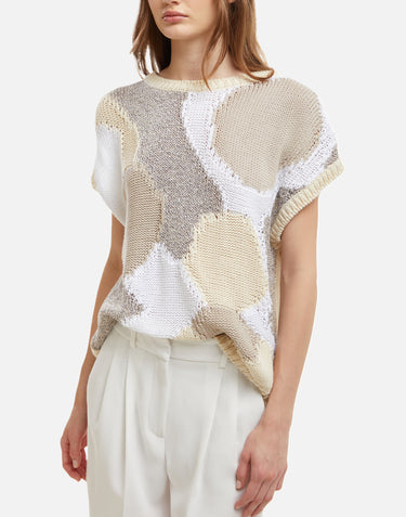 KANGRA Maglia patchwork smanicata BEIGE Donna 