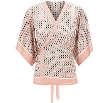 KANGRA Blusa incrociata con micro stampa Pink Donna 