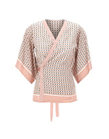 KANGRA Blusa incrociata con micro stampa Pink Donna 