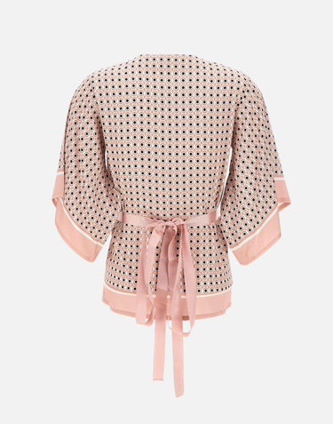 KANGRA Blusa incrociata con micro stampa Pink Donna 