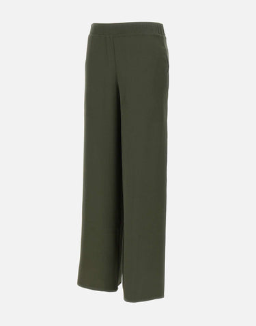 KANGRA Pantaloni palazzo in seta GREEN Donna 