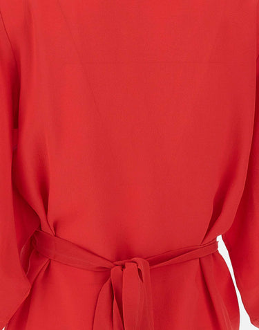 KANGRA Blusa incrociata in crêpe di seta RED Donna 