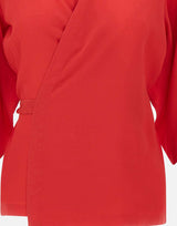 KANGRA Blusa incrociata in crêpe di seta RED Donna 