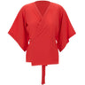 KANGRA Blusa incrociata in crêpe di seta RED Donna 