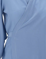 KANGRA Blusa incrociata in crêpe di seta Light Blue Donna 