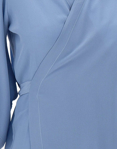 KANGRA Blusa incrociata in crêpe di seta Light Blue Donna 