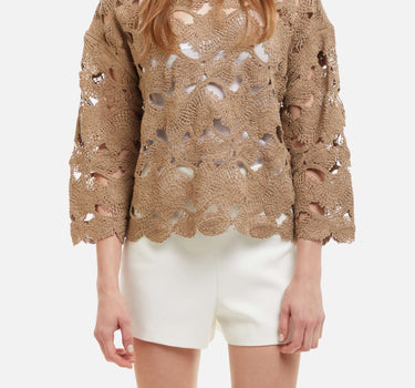 KANGRA Maglia con lavorazione Cornely BEIGE Donna 