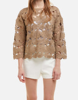 KANGRA Maglia con lavorazione Cornely BEIGE Donna 