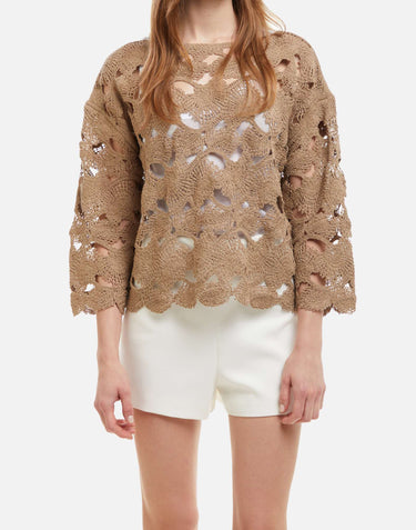 KANGRA Maglia con lavorazione Cornely BEIGE Donna 