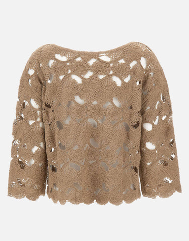 KANGRA Maglia con lavorazione Cornely BEIGE Donna 