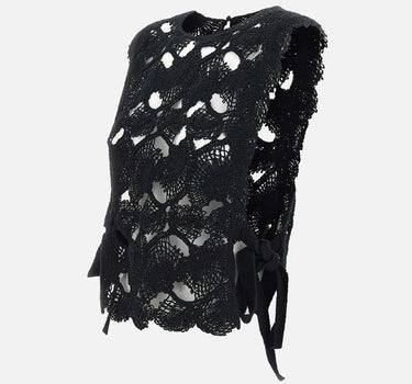 KANGRA Top con lavorazione Cornely BLACK Donna 