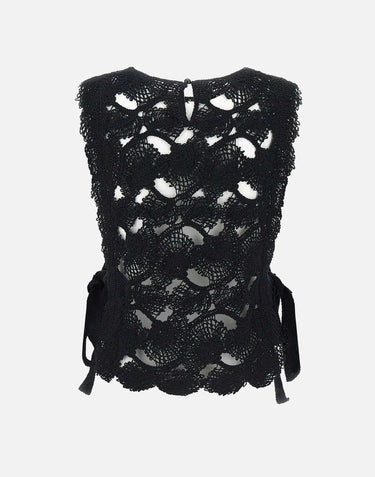 KANGRA Top con lavorazione Cornely BLACK Donna 