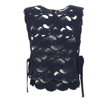 KANGRA Top con lavorazione Cornely BLUE Donna 