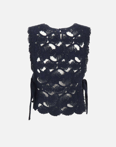 KANGRA Top con lavorazione Cornely BLUE Donna 