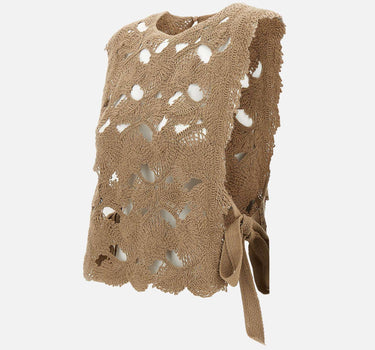 KANGRA Top con lavorazione Cornely BEIGE Donna 