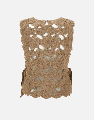KANGRA Top con lavorazione Cornely BEIGE Donna 