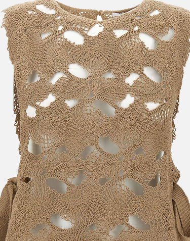 KANGRA Top con lavorazione Cornely BEIGE Donna 