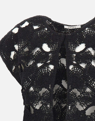 KANGRA Spolverino con lavorazione Cornely BLACK Donna 