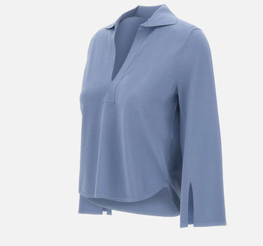 KANGRA Polo rasata con fondo asimmetrico Light Blue Donna 