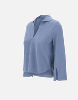 KANGRA Polo rasata con fondo asimmetrico Light Blue Donna 