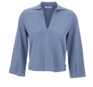 KANGRA Polo rasata con fondo asimmetrico Light Blue Donna 