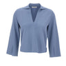 KANGRA Polo rasata con fondo asimmetrico Light Blue Donna 
