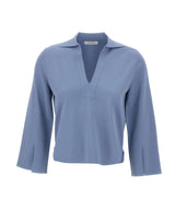 KANGRA Polo rasata con fondo asimmetrico Light Blue Donna 