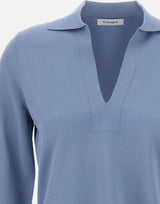 KANGRA Polo rasata con fondo asimmetrico Light Blue Donna 